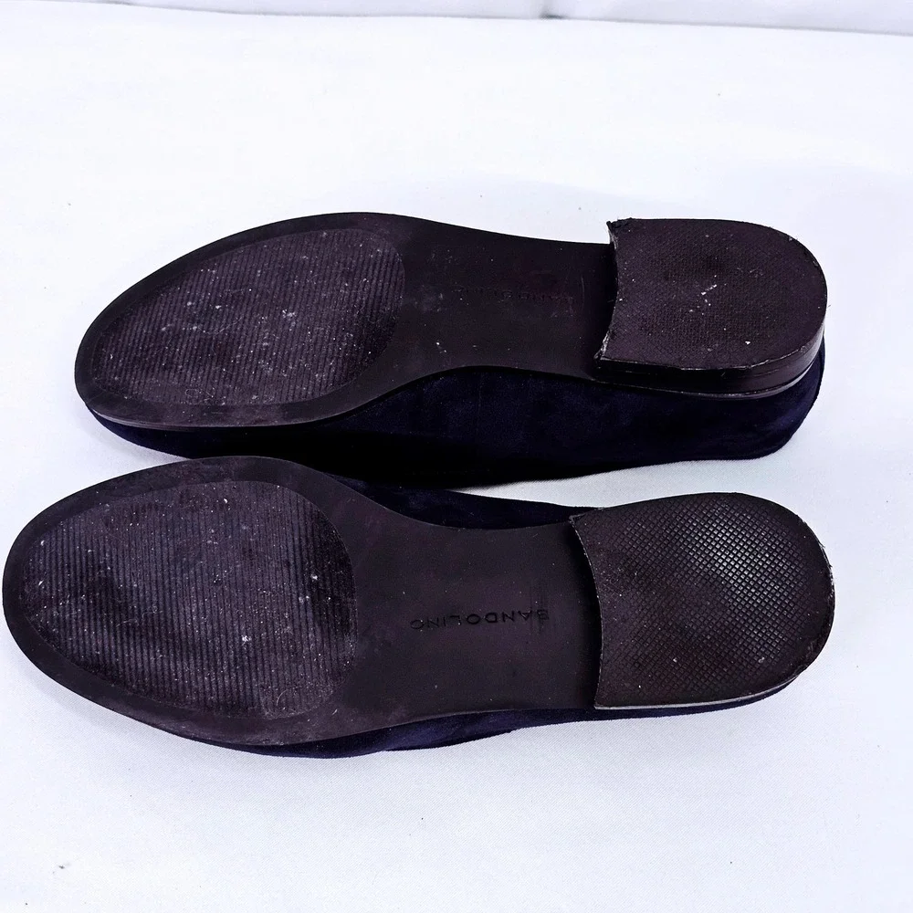 Bandolino Navy Suede Loafer Women's Size 6.5 M Silver Bit Slip On Block Heel - Picture 6 of 8